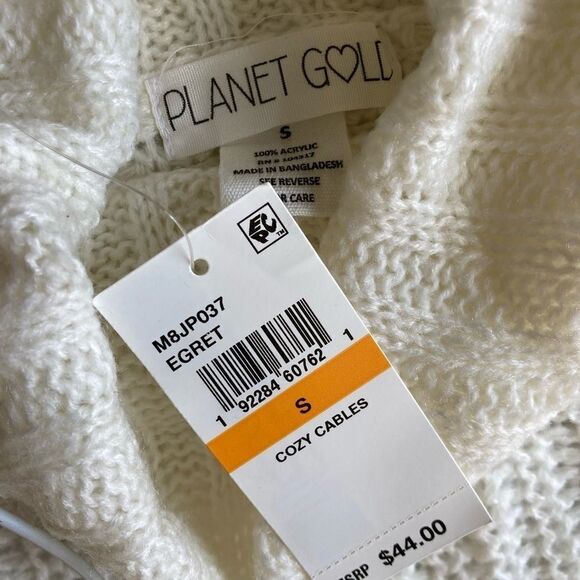 NWT Planet Gold Egret cozy cables turtleneck sweater size Small - Picture 4 of 5